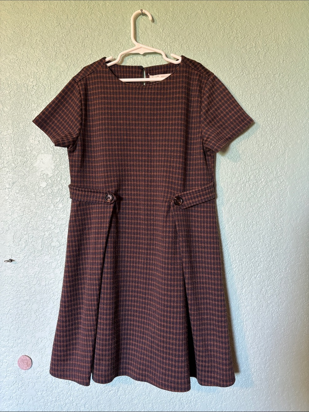 Zara Kids Collection Classic Brown Plaid Girls A-Line Dress Size 13/14 Good
